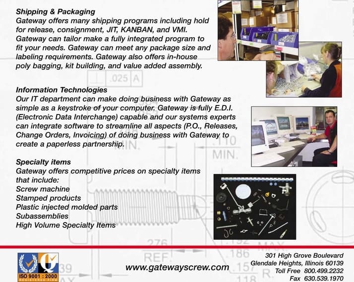Gateway Screw & Rivet customer service and shipping programs