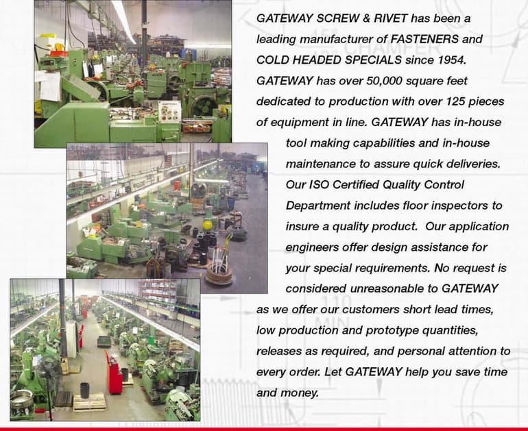 Gateway Screw & Rivet manufacturing floor — facility overview