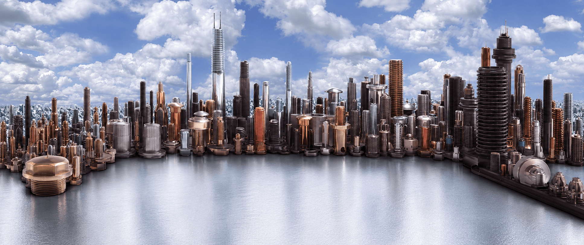 Chicago skyline composed of Gateway-produced screws, bolts, and rivets